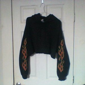 Cropped flame hoodie